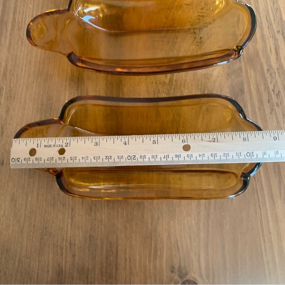 Amber Glass Banana Split 4 Bowls MCM Vintage - Picture 3 of 7